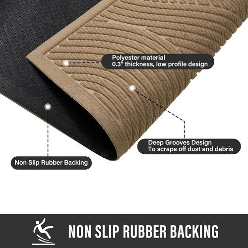 HIYARD Sturdy Front Door Mat - Absorbent, Non-Slip, Stain Resistant | 36x24 Beige Indoor/Outdoor Mat