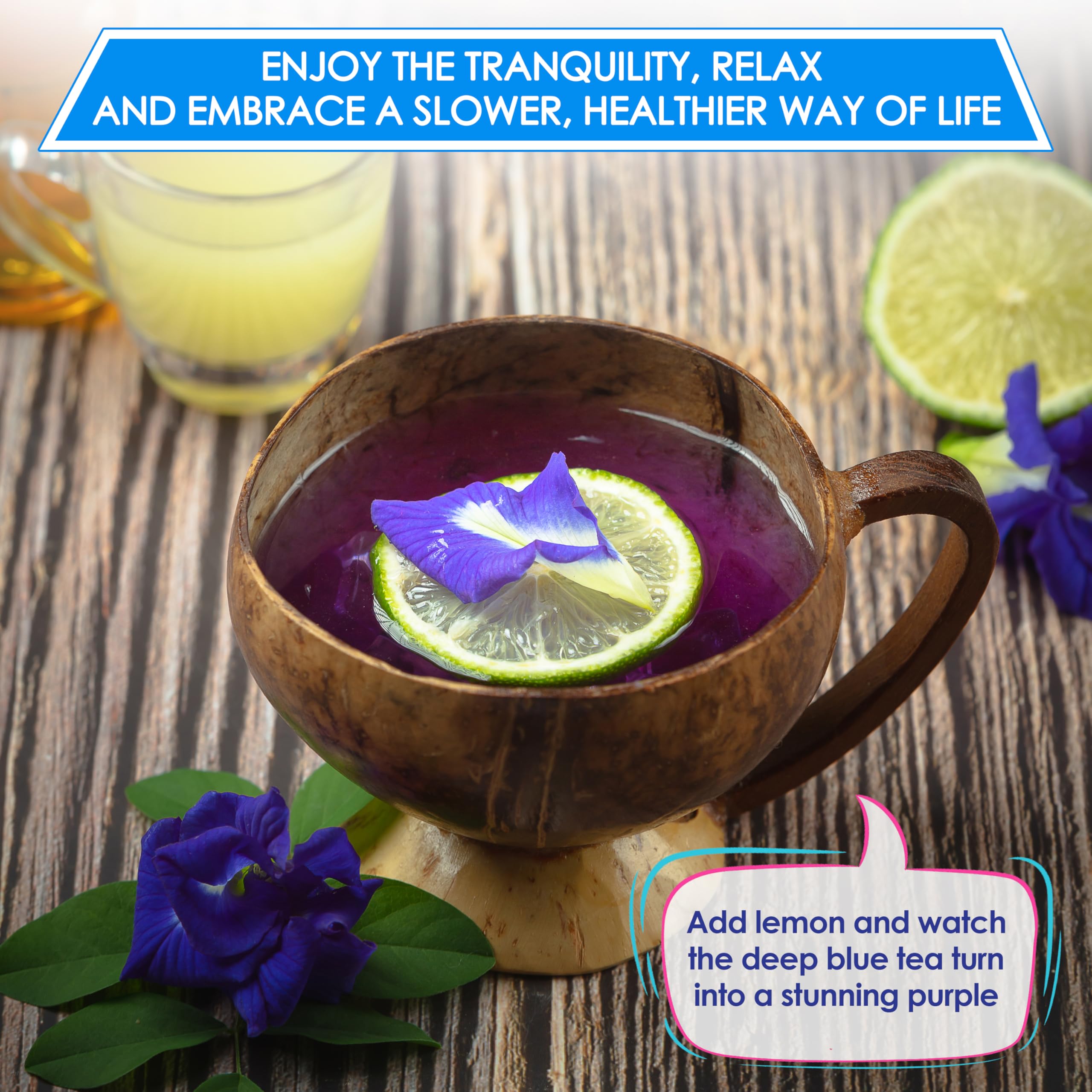 Nhat Anh Farm - Premium Dried Butterfly Pea Flower - 3,5oz(100g) Blue Butterfly Pea Flower - 100% Natural & Pure, Sugar/Caffeine/Gluten Free - For Making Tea
