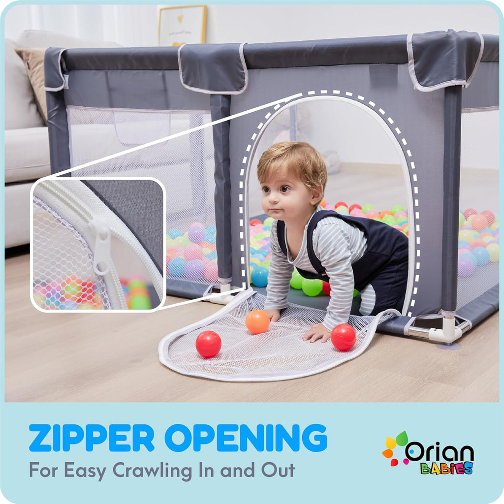 Orian Playpen - Large 50x74 Baby Play Yard | Sturdy Indoor/Outdoor Mesh Sides, Safe Play Area
