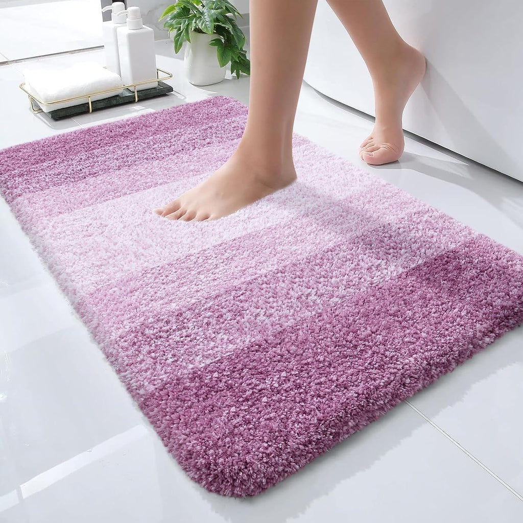 OLANLY Bath Rugs Mat - Extra Soft Microfiber, Quick Dry & Washable | 24x16 Inches, Pinkish-Purple