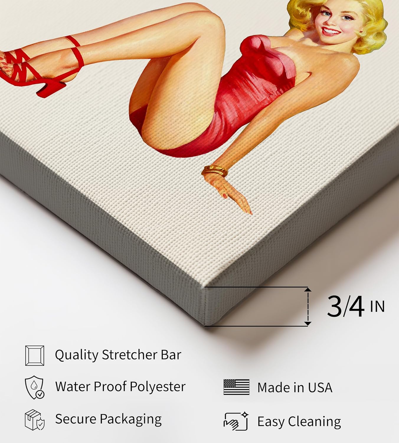 Poster Master Pin-Up Girl Canvas - Retro 'Better Late Than Ugly' Print - Trendy Burlesque Art | Humorous Gift for Men & Women - Available in 8x10 to 30x40