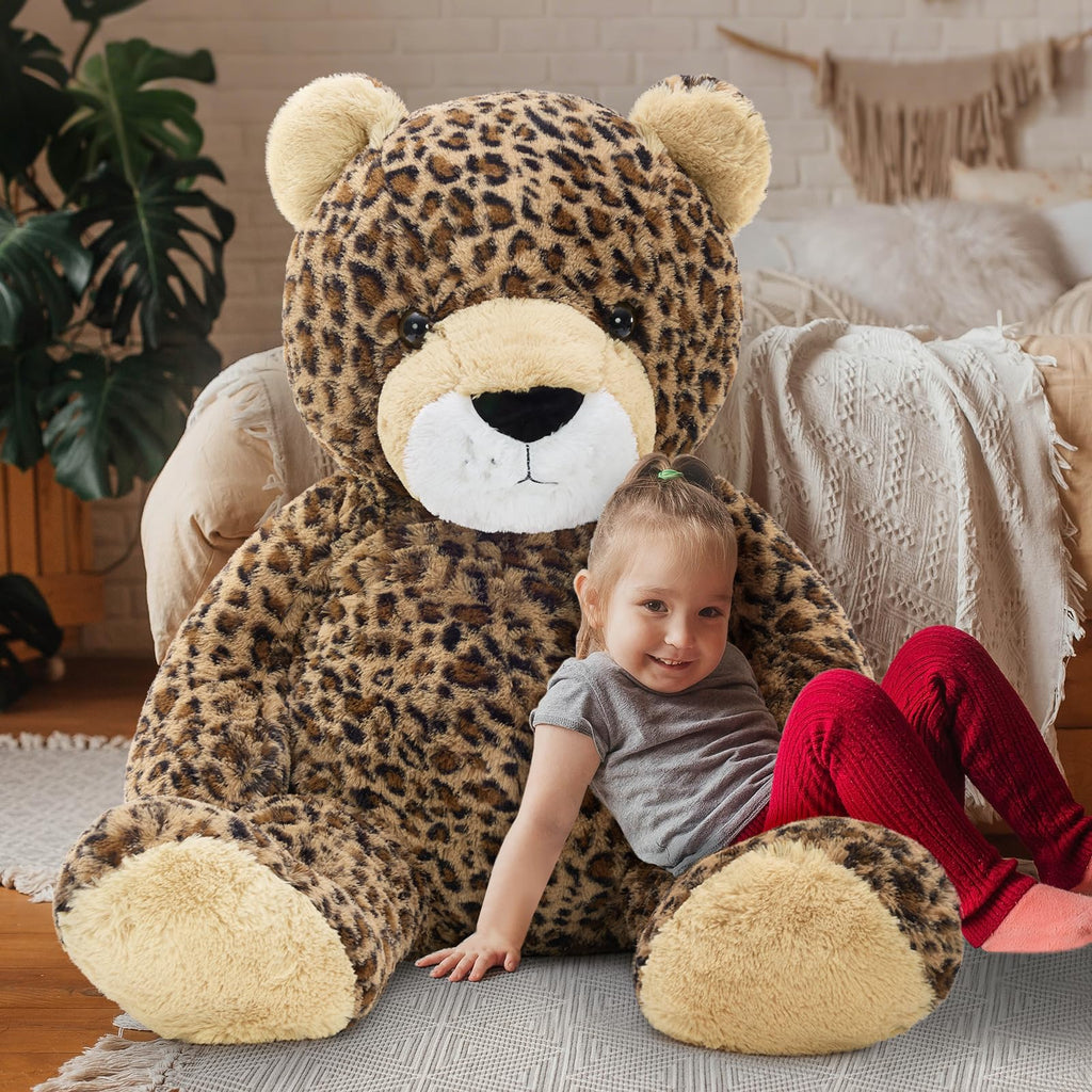 MaoGoLan 51" Giant Cheetah Stuffed Animal Plush Toy, Large Leopard Stuffed Animal Plush Pillow for Girlfriend Boyfriend Kids, Super Soft Cheetah Stuffy Gift for Valentines Birthday Baby Shower Decor