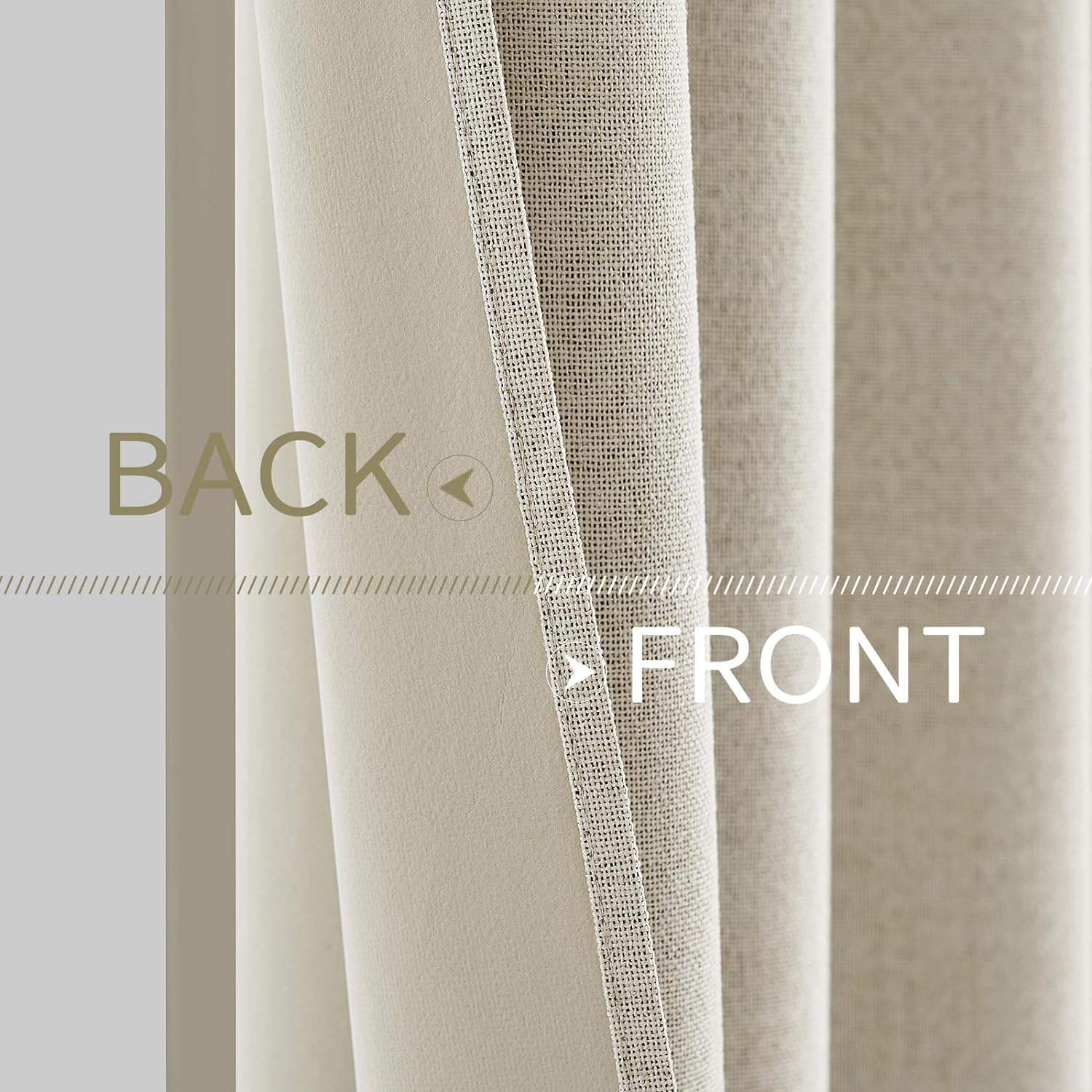 MIULEE 100% Blackout Linen Textured Curtains - Thermal Insulated Cream Drapes | 52 x 63 Inch (2 Panels)