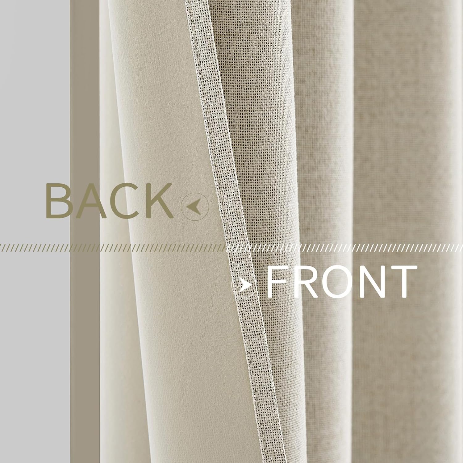 MIULEE 100% Blackout Linen Textured Curtains - Thermal Insulated Room Darkening Drapes | Cream, 42 x 84 Inch (2 Panels)
