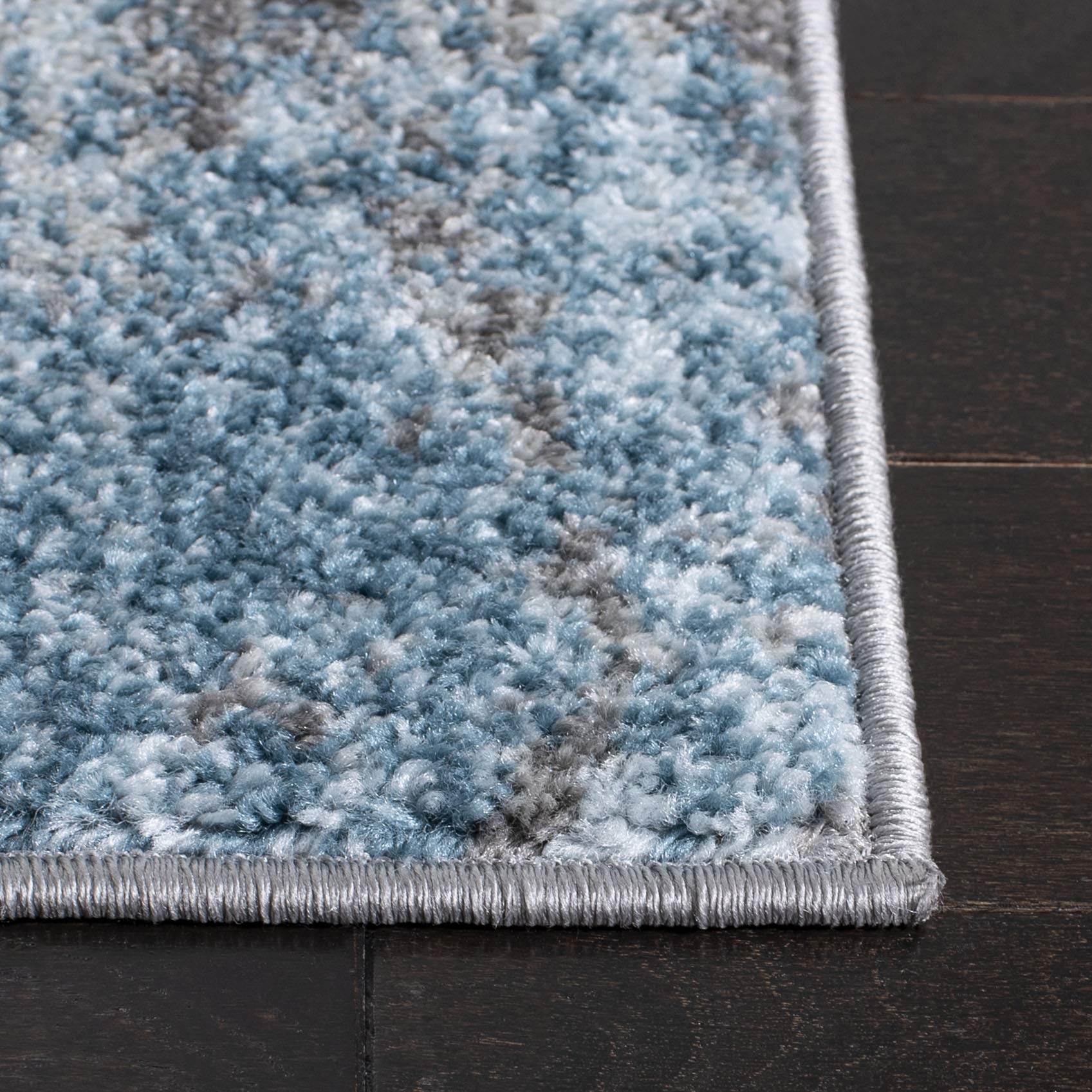 SAFAVIEH Tulum Collection Runner Rug - 2' x 15', Grey & Blue, Modern Abstract Design, Non-Shedding & Easy to Clean, Ideal for Living Room, Hallway, Foyer, Bedroom (TUL207F)