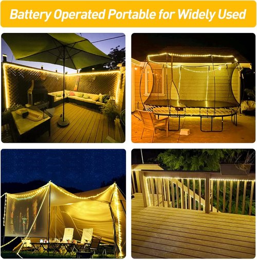 JMEXSUSS Battery Operated Rope Lights - Versatile Curtain Lights for Indoor & Outdoor Decor