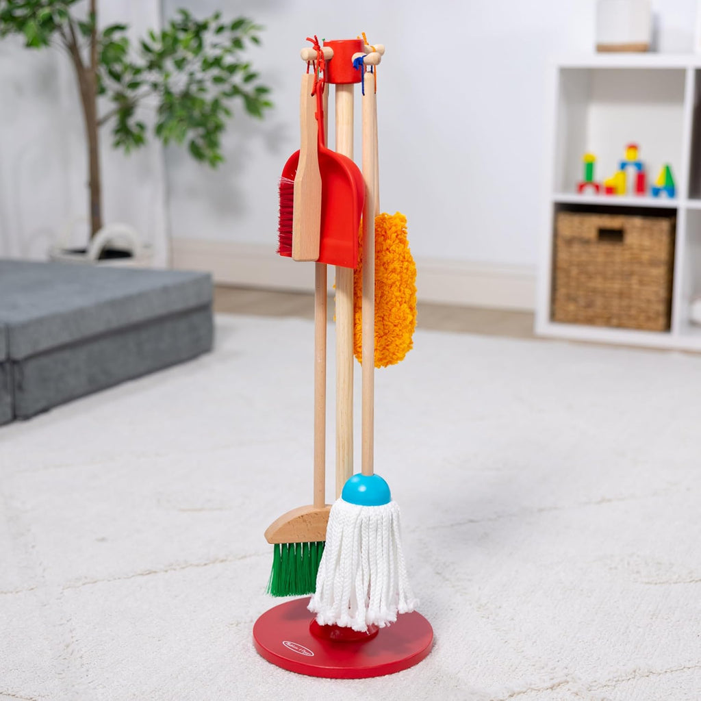 Melissa & Doug Toddler Cleaning Set - 6-Pc. Dust Sweep Mop with Broom & Accessories for Kids 3+