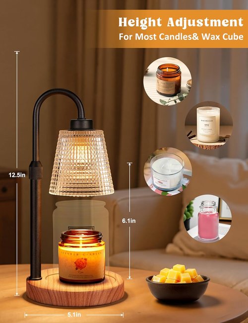 Innqoo Rustic Candle Warmer Lamp - Dimmable & Adjustable Timer for Jar Candles | Perfect Gift for Women & Home Decor