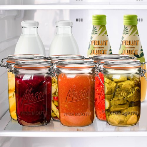 Jeitae 24oz Wide Mouth Mason Jars – 6 Pack Glass Jars with Airtight Lids for Canning, Pickling, Meal Prep, Jam, Jelly, Overnight Oats & DIY Projects