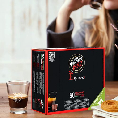 Caffe Vergnano 1882 Espresso Capsules - Medium Roast Arabica & Robusta Blend | 50 Ct for Nespresso Machines