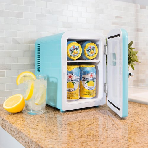 Koolatron Retro Mini Fridge 4 Liter Green Portable Refrigerator for Bedroom Office Dorm Skincare Table Top Beverage Cooler Travel Bottle Warmer Kimchi Fridge Car Outdoor Patio 6 Can Capacity