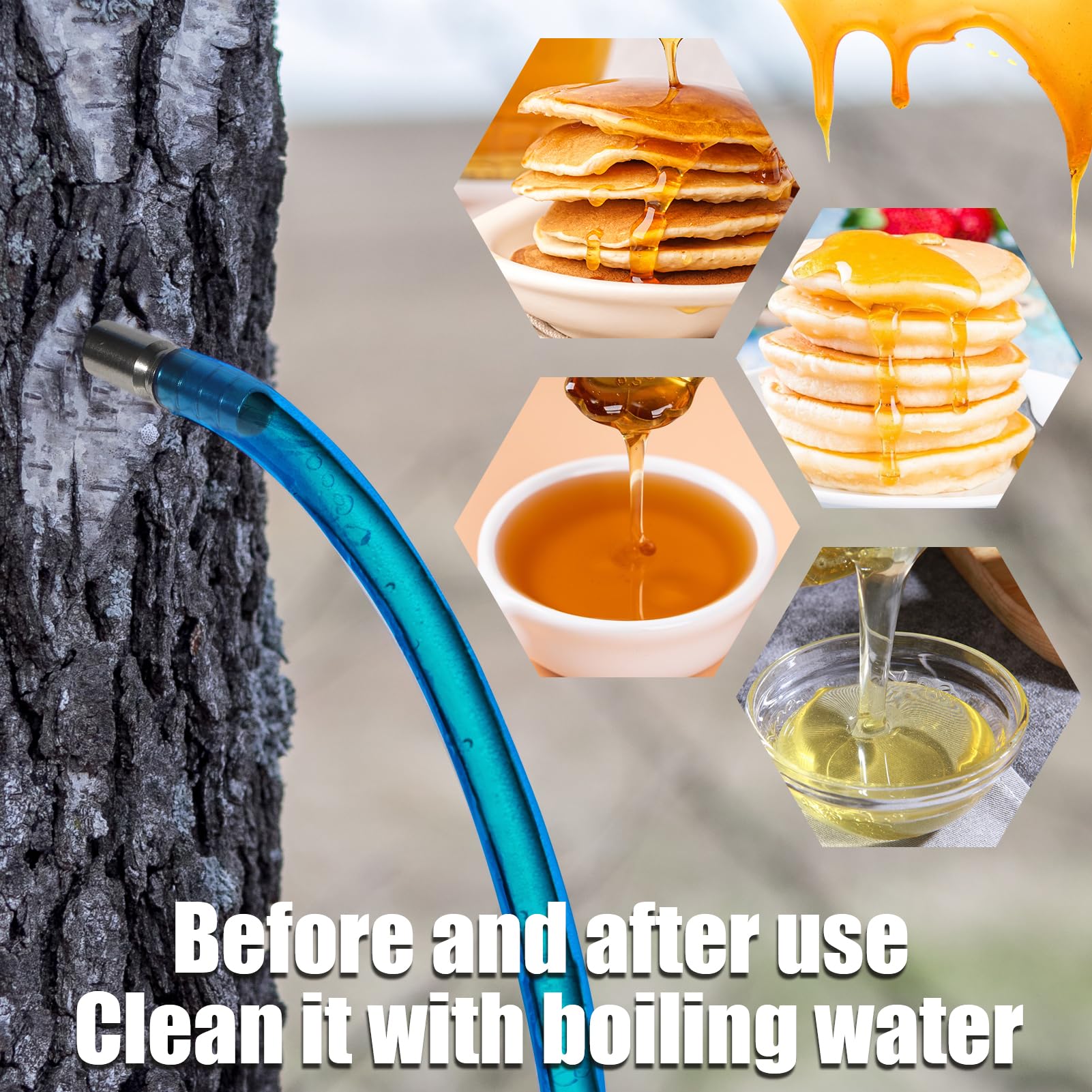 13Pcs Maple Syrup Tree Tapping Kit Include 7 Stainless Steel Maple Taps,22.9ft Maple Syrup Tubing,3 Maple Sap Filter,1 Cleaning Brush,1 Maple Tap Drill Bit for Maple Syrup Collection Supplies