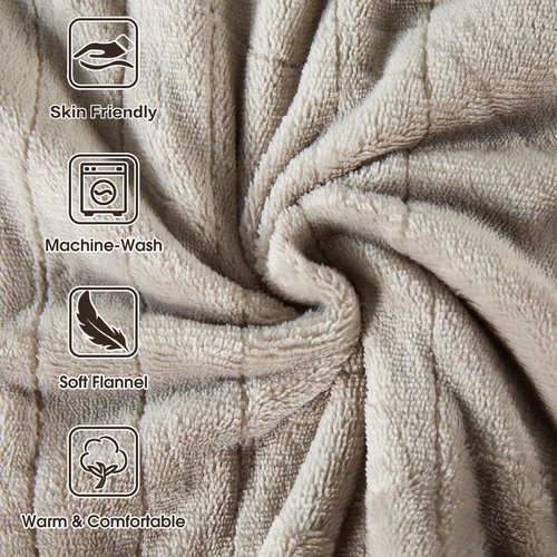 Tefici Electric Heated Blanket Twin,Super Cozy Soft 2-Layer Flannel 62" x 84" Heated Twin Size with 3 Heating Levels 8 Hours Auto Off, Machine Washable, ETL and FCC Certified, Home Office Use,Camel