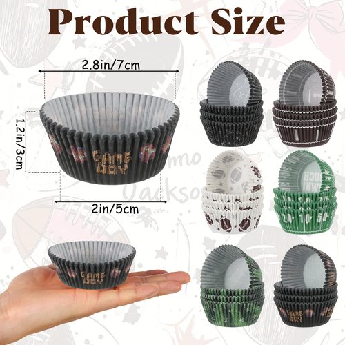 600 Pcs Paper Baking Cups Cupcake Wrappers,Football Cupcake Liners