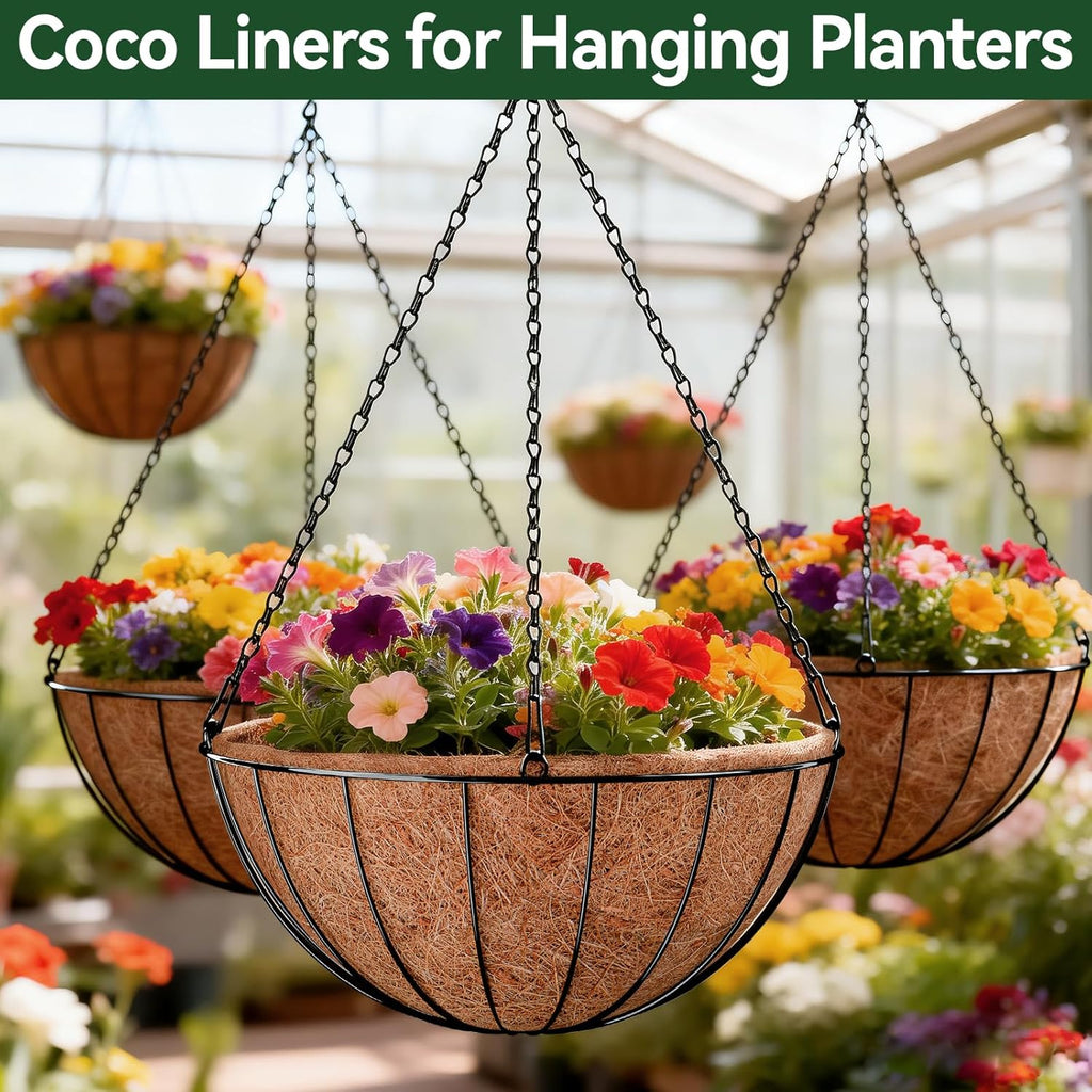 ZeeDix Coconut Liners - 10 Inch Round Planter Liners | Natural Coir Replacement for Flowers & Vegetables