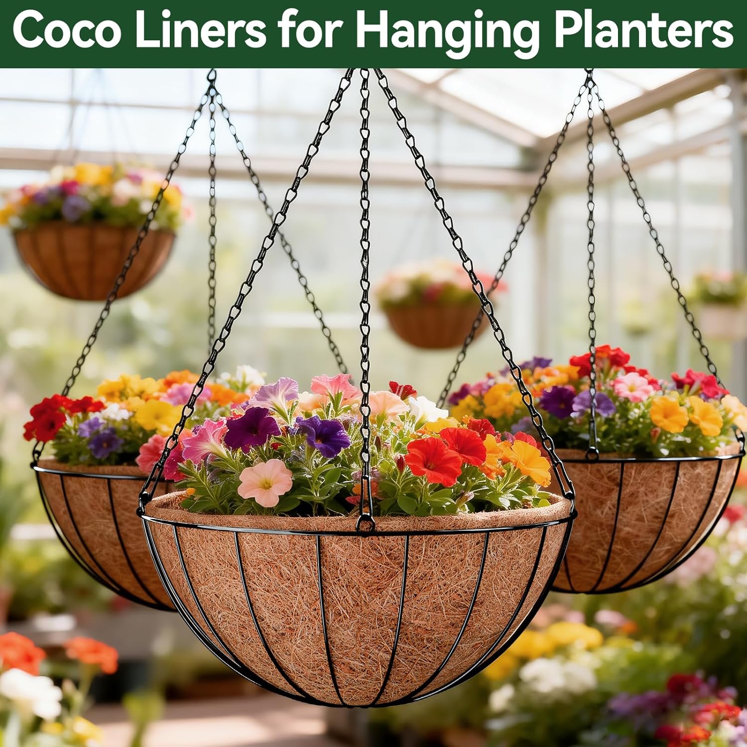 ZeeDix Coconut Liners - 10 Inch Round Planter Liners | Natural Coir Replacement for Flowers & Vegetables