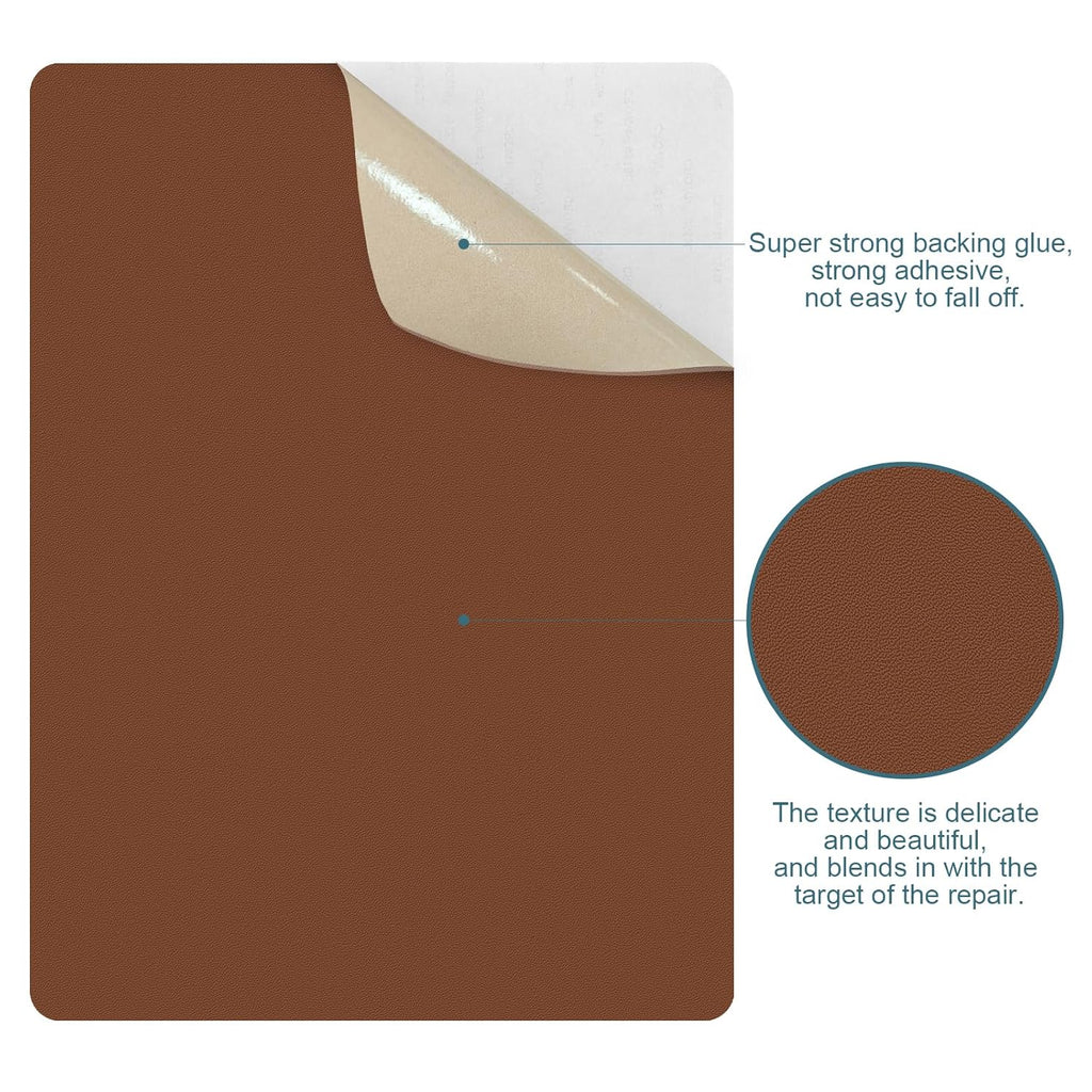 WILDREEDS Leather Repair Patches - Self-Adhesive 8x11 Inch for Sofas, Furniture & Car Seats (Brown)