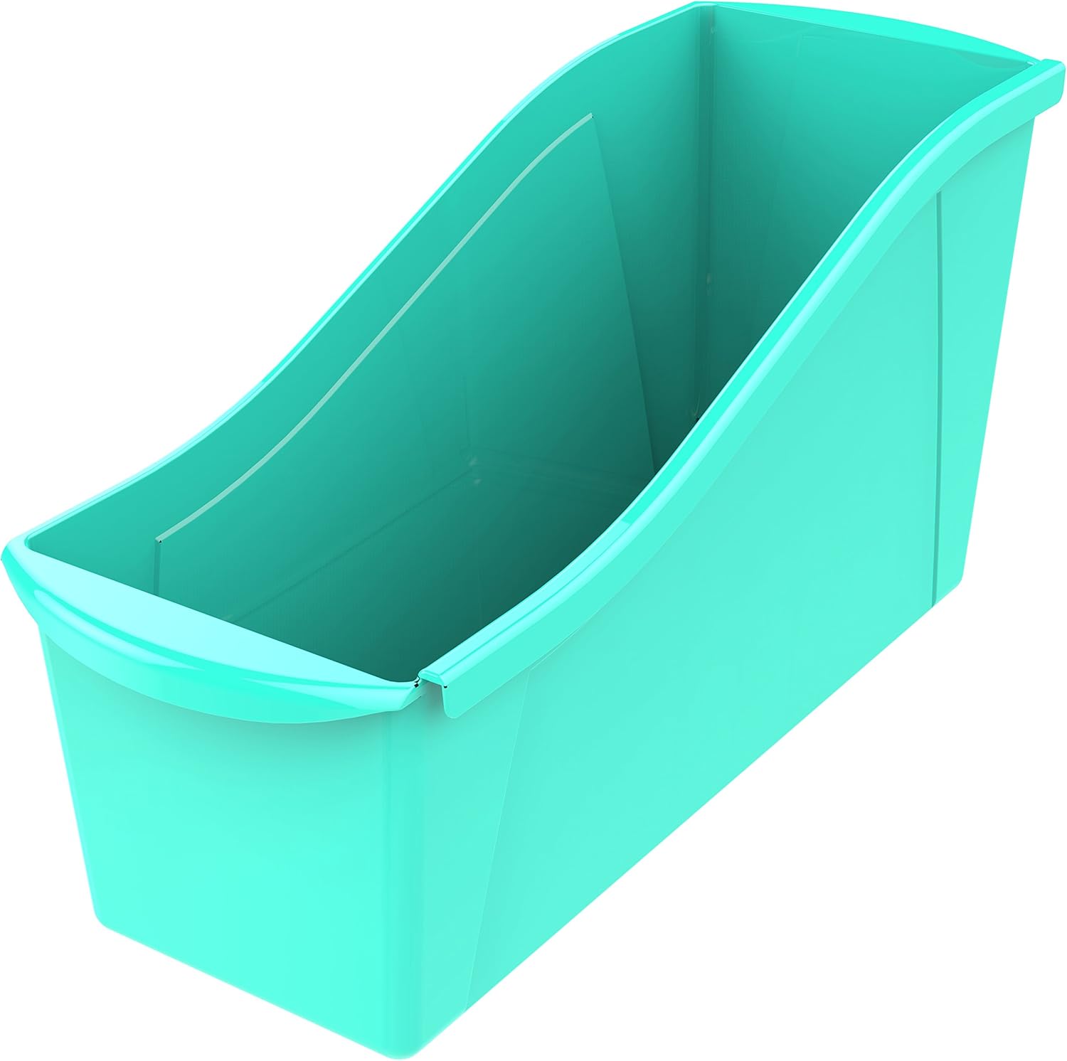 Storex Large Book Bin - Interlocking Plastic Organizer for Home & Office | Teal, 6-Pack (71120U06C)