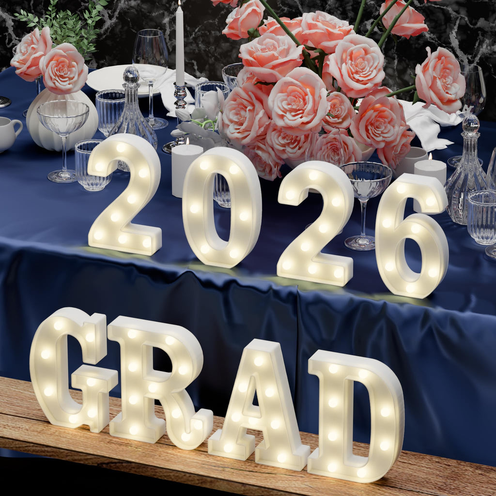 Graduation Decorations 2026 Deals-8 LED Long Marquee Light Up Letters 'Grad 2026' - Graduation Party Decor for Kindergarten Preschool High School College Graduation