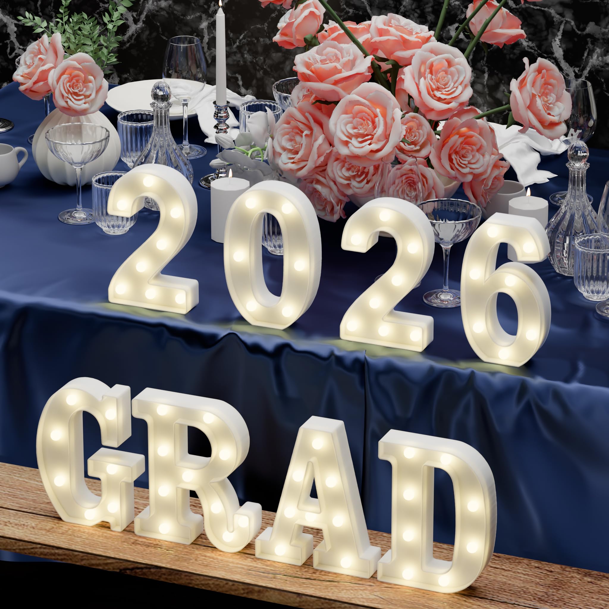 Graduation Decorations 2026 Deals-8 LED Long Marquee Light Up Letters 'Grad 2026' - Graduation Party Decor for Kindergarten Preschool High School College Graduation