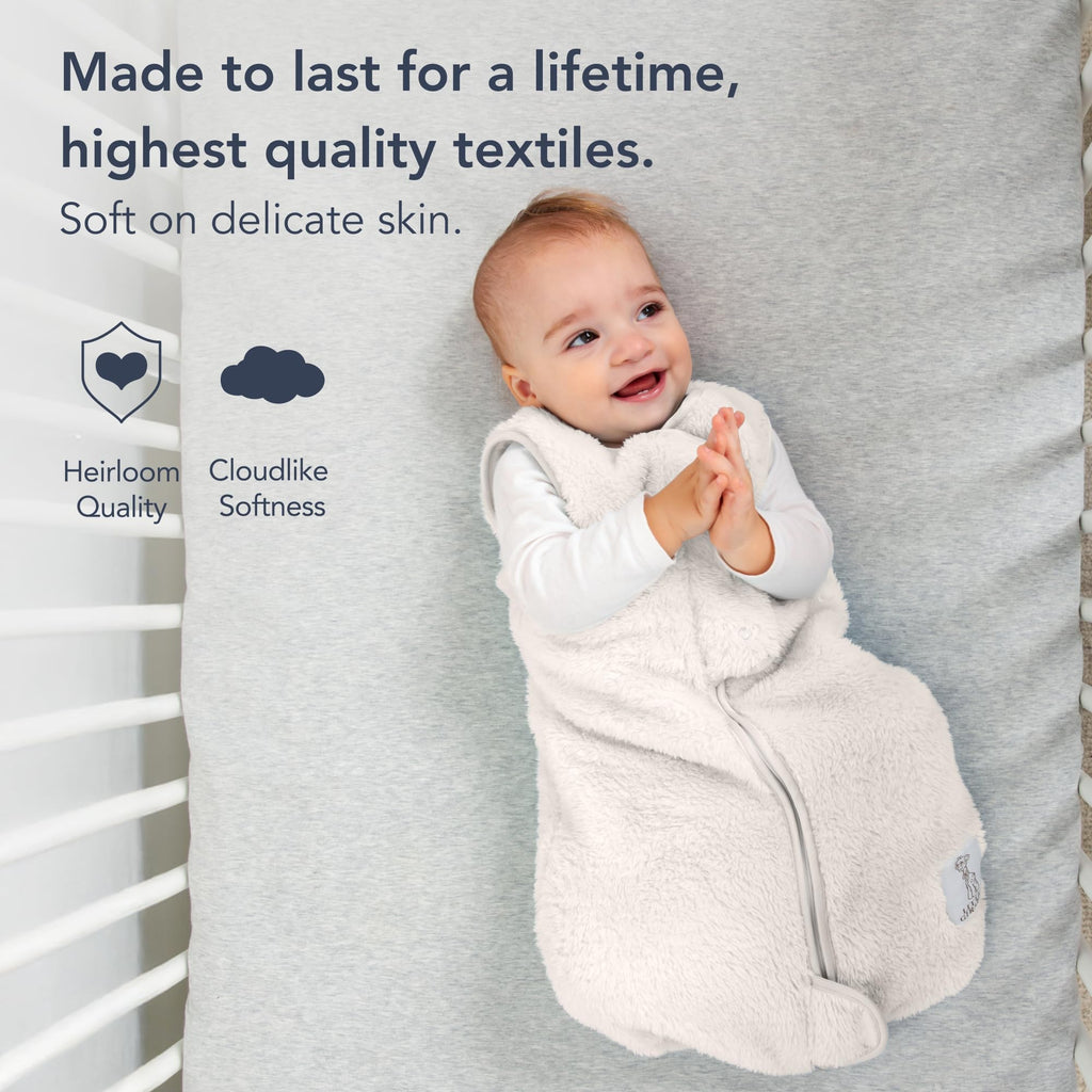 Little Giraffe Chenille Dream Sack, Cream - 1 TOG Sleep Sack 0-6 Months with Double-Zipper Design for Easy Diaper Changes - Ultra-Soft Baby Wearable Blanket with Chin and Zipper Guards