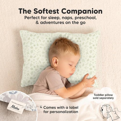 KeaBabies Muslin Toddler Pillowcase - 2-Pack Organic Cotton Covers for Kids | Soft & Breathable 13x18" (Flora Vale)