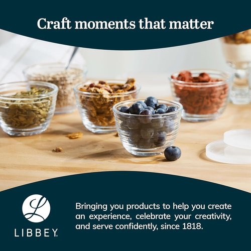 Libbey Small Glass Bowls - Set of 8 Dishwasher Safe Containers with Lids for Fresh Leftovers | Meal Prep & Dips
