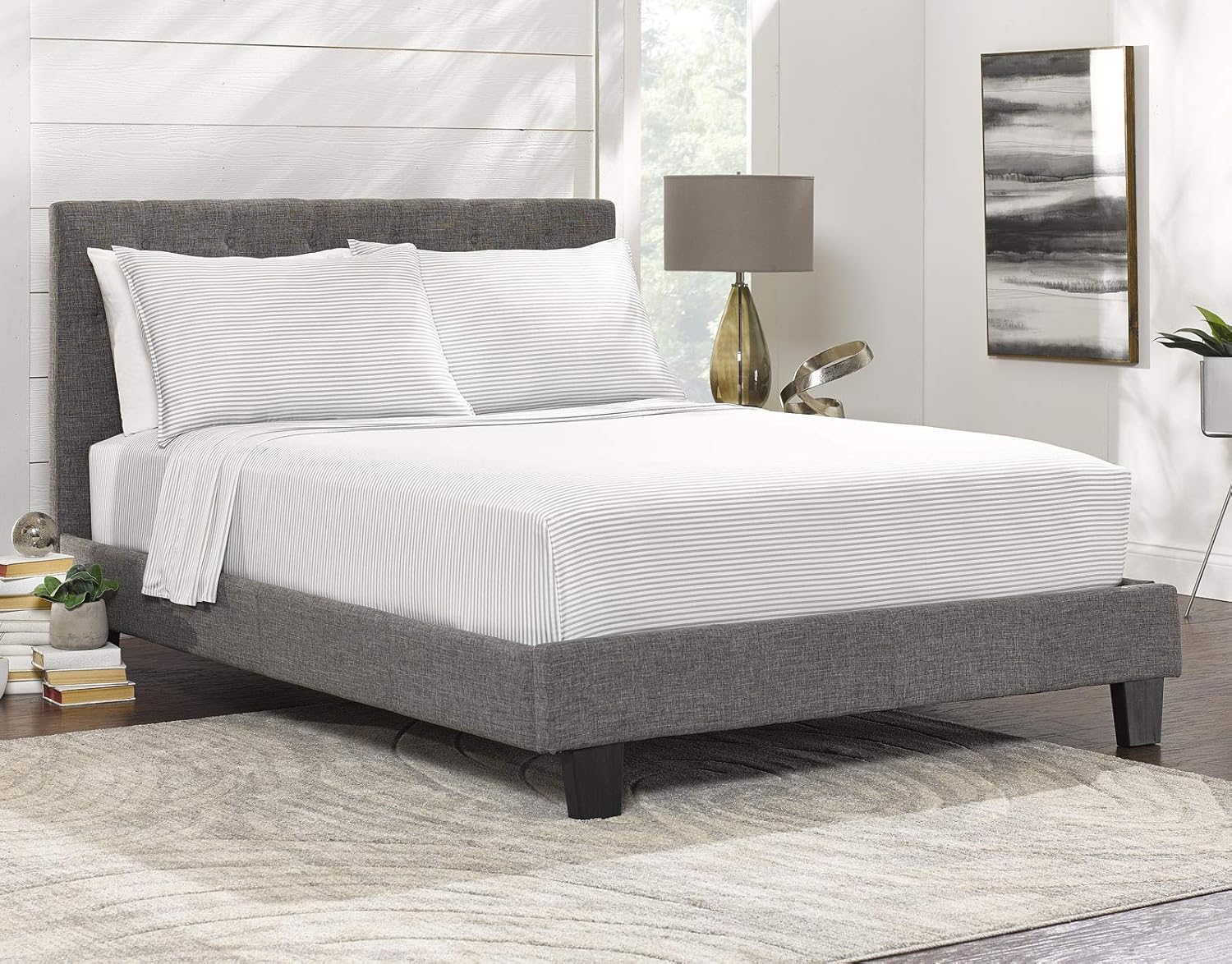 Pure Bamboo Twin Sheets - Luxuriously Soft 100% Organic Viscose Bed Sheet Set | Cooling Stripes, 2-Year Quality Promise
