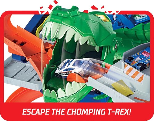 Hot Wheels City Robo T-Rex Ultimate Garage - Multi-Level Playset for 100+ 1:64 Scale Cars | Gift for Kids 3+