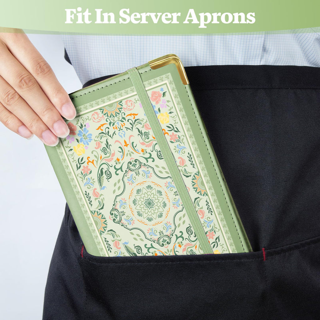 Server Book, PU Leather Server Books for Waitress with Zipper Pockets, Waitress Book with Pen Holder Fit Server Apron Check Presenters for Restaurants