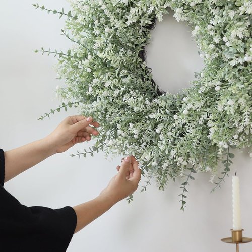 Eucalyptus & Lavender Wreath by [Brand Name] - 26'' Large Artificial Floral Decor for All Seasons | White-Green