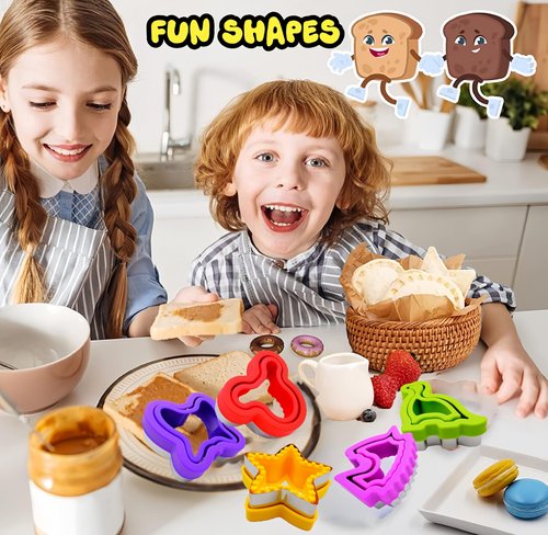 Uncrustable Sandwich Cutter with Storage Container, Sandwich Cutters for Kids Lunch & Bento Box, 43 Pcs Sandwich Cutter and Sealer Set, Fun Sandwich Cutters Shapes for Boys Girls
