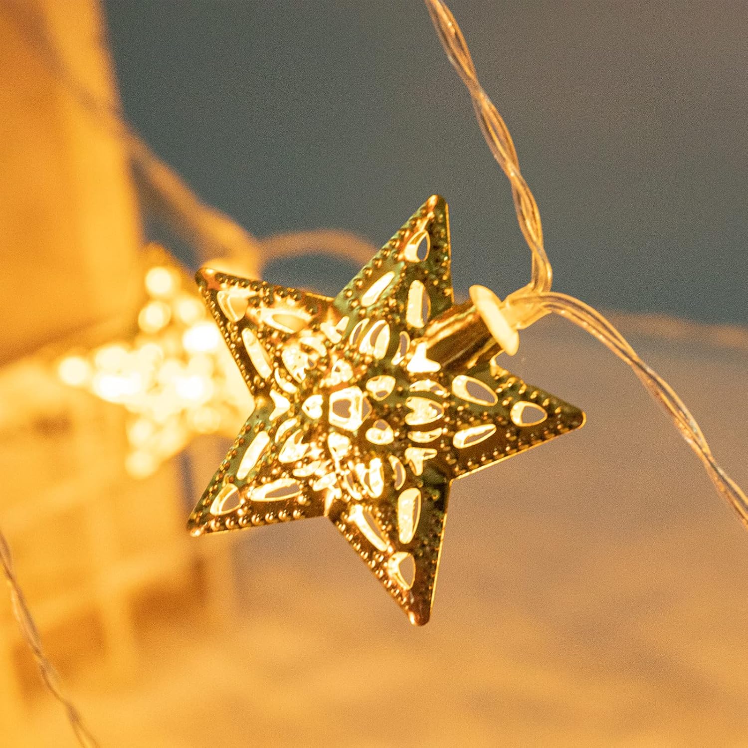 Vigdur 10Ft Star String Lights - 20 LED Battery Operated Fairy Lights with Timer | Perfect for Ramadan & Eid Decor