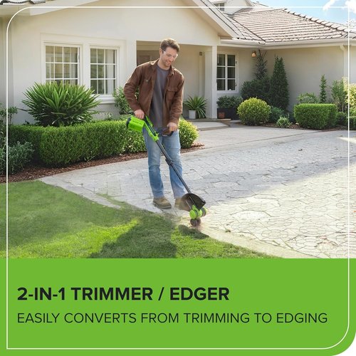 Greenworks 40V Cordless String Trimmer & Edger - 13" Cutting Width, 20 Blades, 2.0Ah Battery & Charger Included