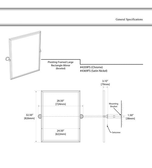 Gatco 4359FS Charlotte Framed Large Rectangle Mirror, Chrome
