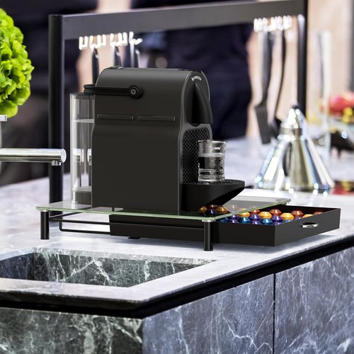 DecoBrothers Coffee Pod Drawer - Tempered Glass for Nespresso Original Line | Holds 42 Capsules