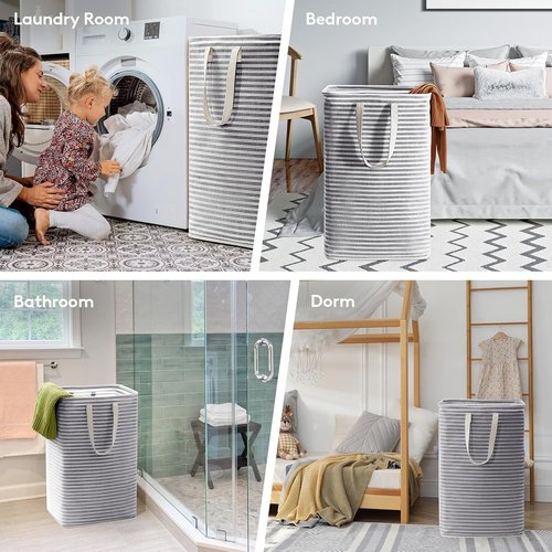 Lifewit Laundry Basket Set - 6 Pack 80L Collapsible Hampers with Reinforced Handles | Waterproof Design in Black