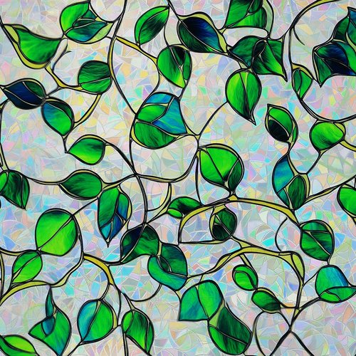 SOMWISE Window Privacy Film Home Room Bathroom Spring Decor Car Decorations One Way Privacy Window Clings Decals Tint Door Cover Rainbow Renter Friendly Stickers Static Cling Stained Glass Windows