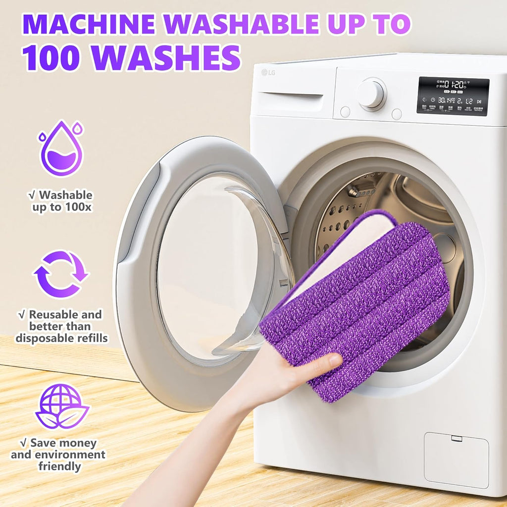 Skiennix Reusable Mop Pads - Microfiber Replacement Refills for Swiffer PowerMop | 6 Pack, Machine Washable