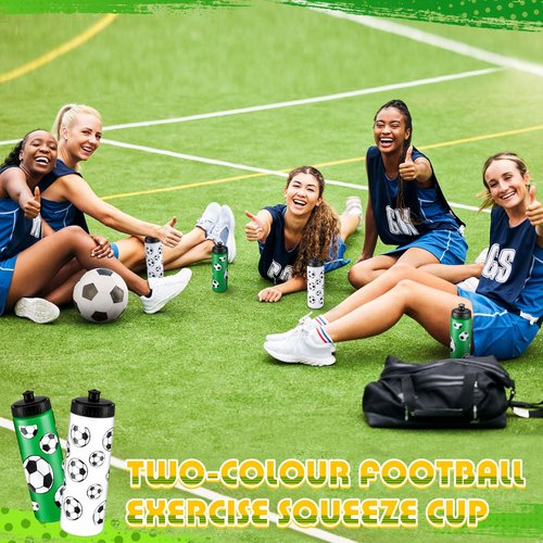 Skybooly 24 Pcs Soccer Water Bottle Bulk 20 oz Sports Ball Cup Accessories Reusable Squeeze Water Bottle for Sports Party Favor Players Lovers Team Gifts Gym Bike Cage