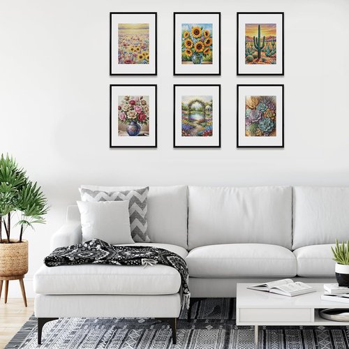 Fixwal Diamond Art Frames - Set of 6 Lightweight 12x16 Picture Frames with Shatter-Resistant Glass | Black