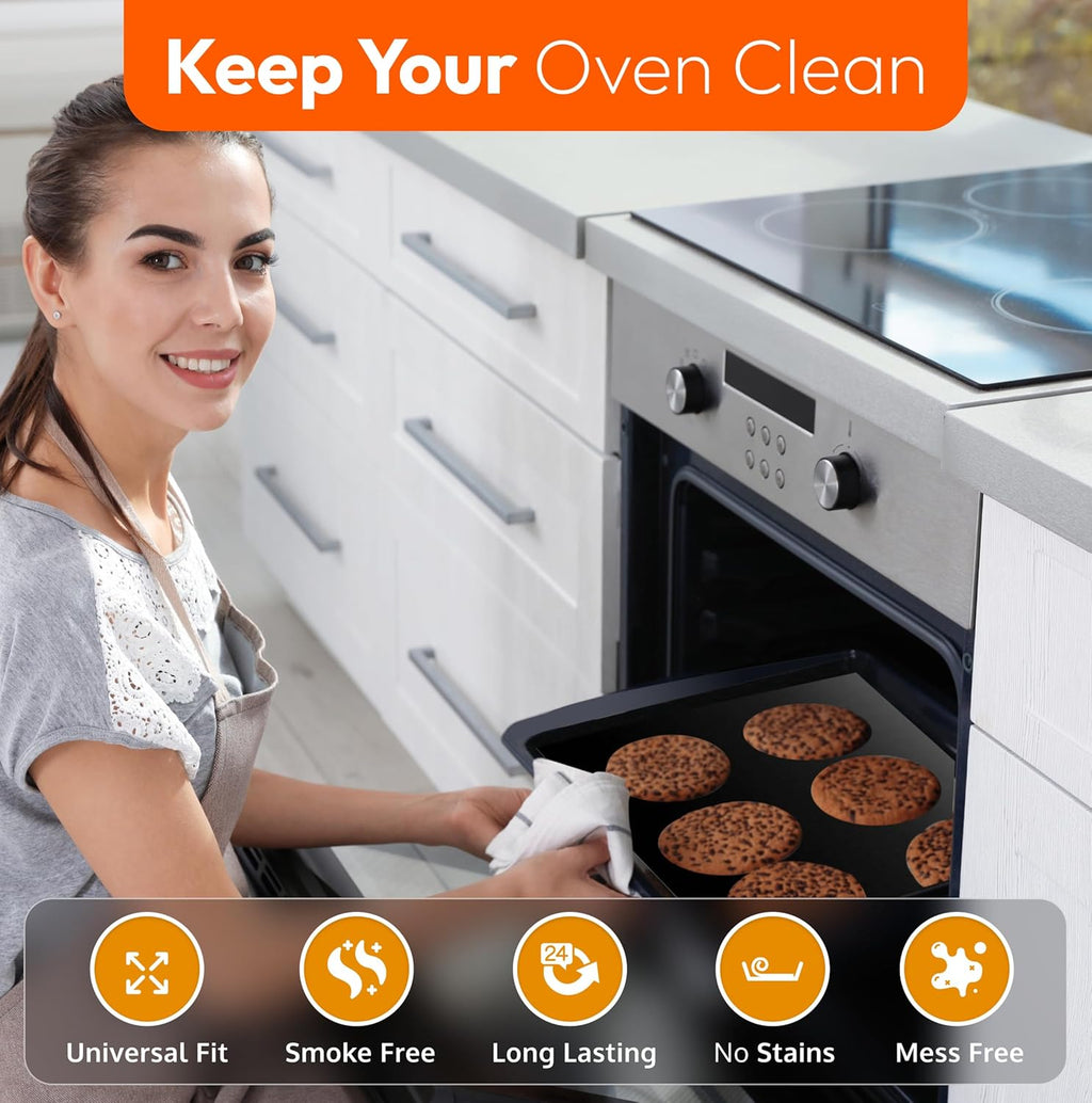 Skiennix Oven Liners - Heavy Duty Non-Stick Mats | 17” x 25” | BPA & PFOA Free, Easy Clean & Heat Resistant