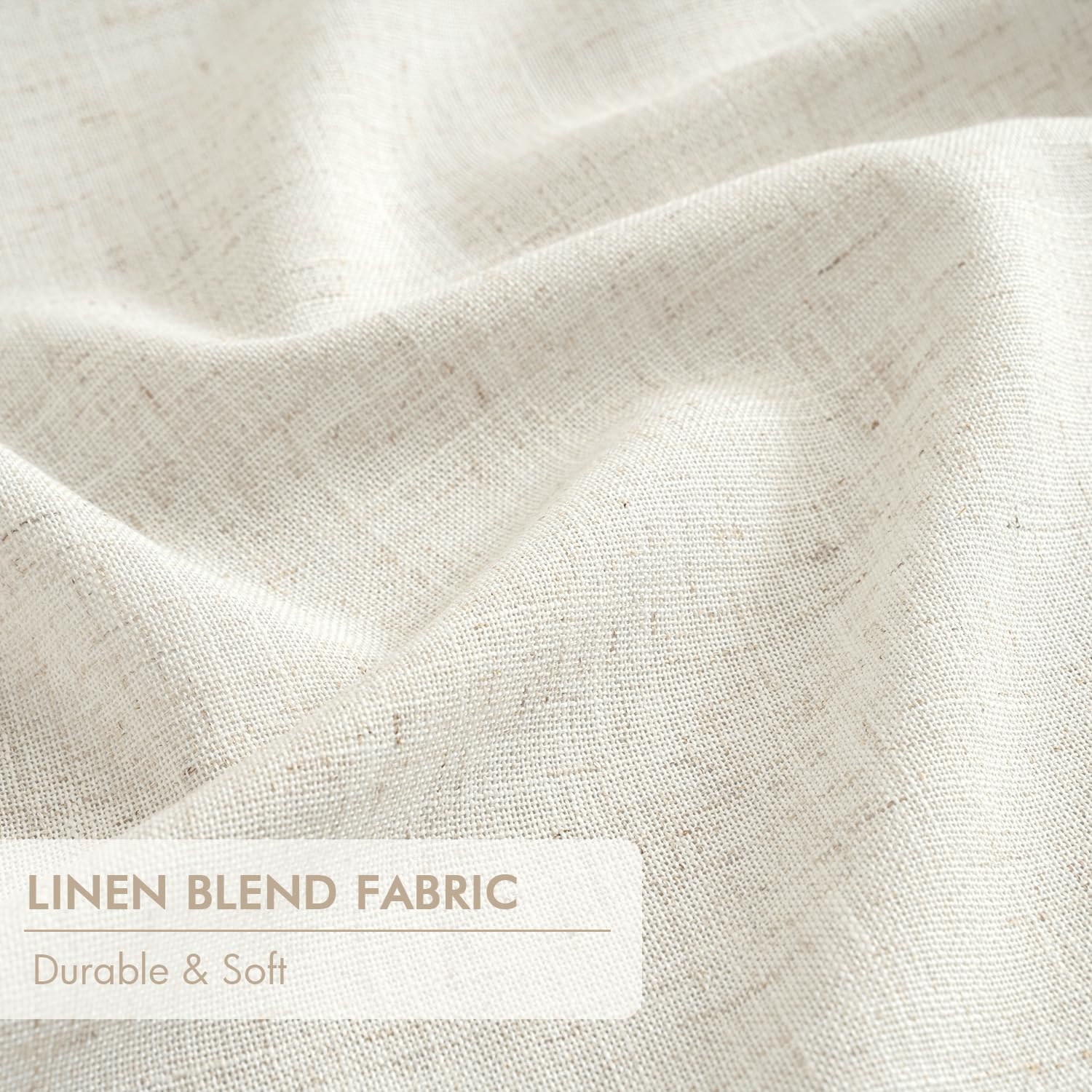 MIULEE 100% Blackout Linen Curtains - Natural Pinch Pleated Design, 84 Inches Long, 2 Panels for Bedroom & Living Room