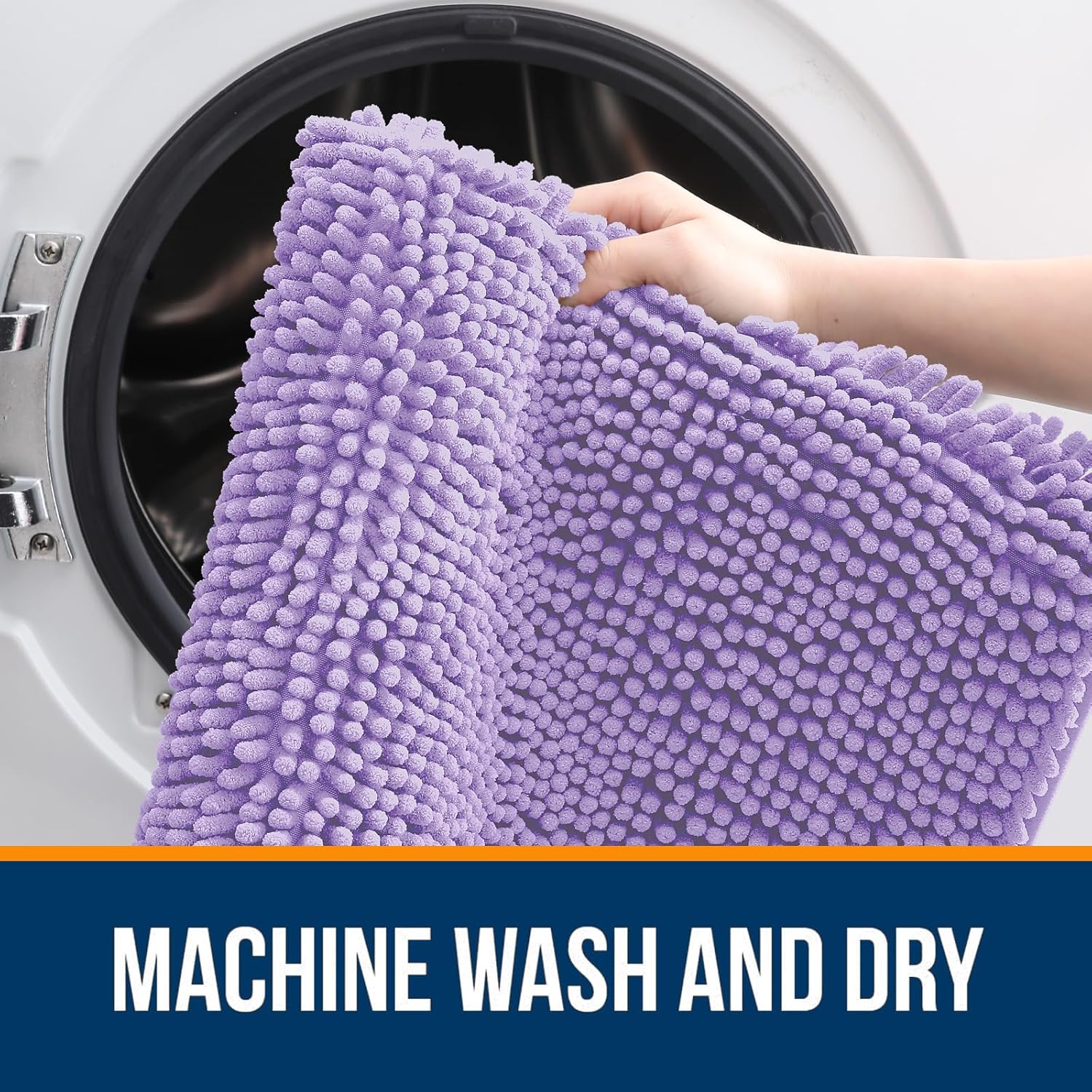 OLANLY Bathroom Runner Rugs - Soft Absorbent Chenille with Rubber Backing | Quick Dry 59x24 Lavender Bath Mat
