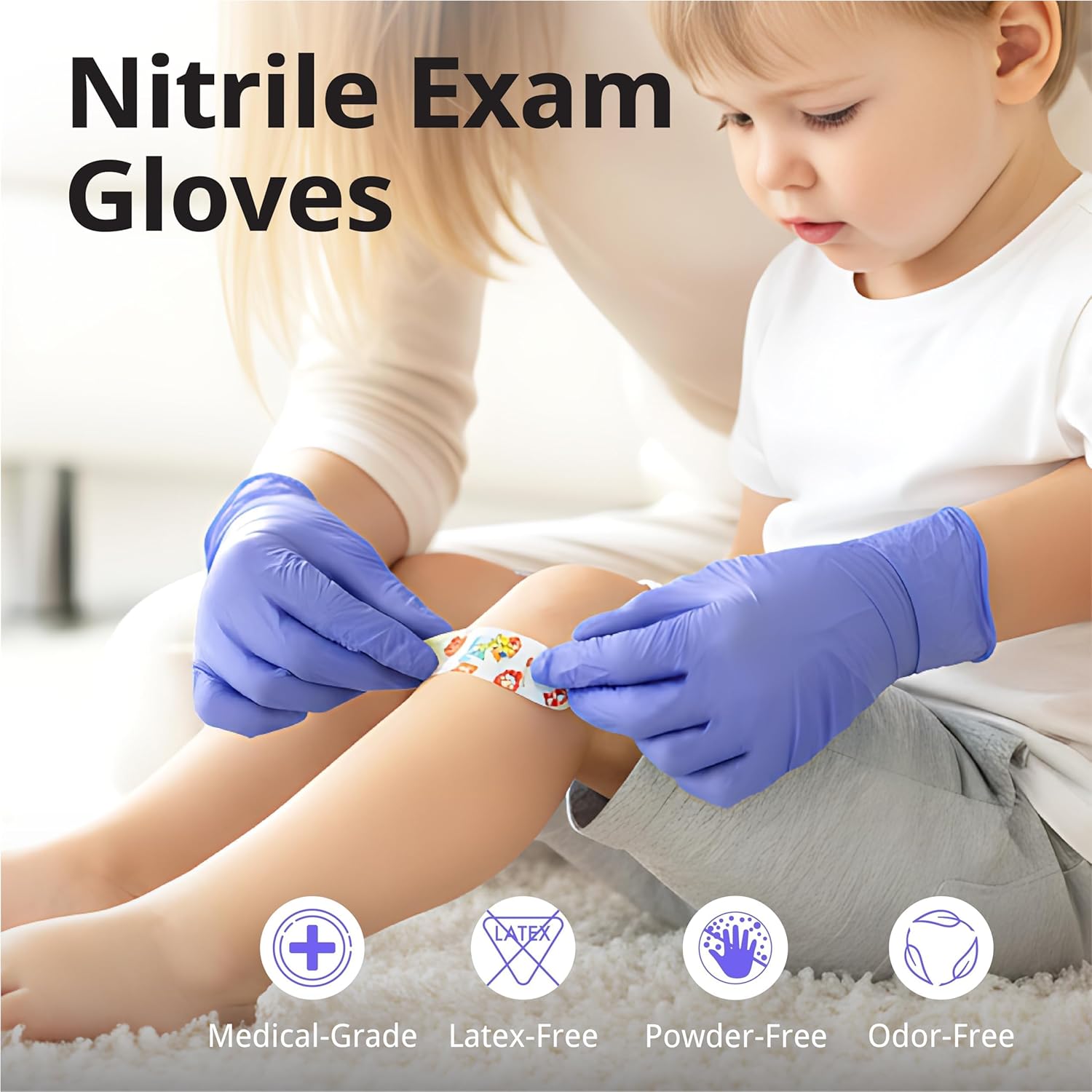 SwiftGrip Disposable Nitrile Exam Gloves - 3mil, Medium, Box of 100 | Latex-Free, Powder-Free, Violet for Medical & Food Safety