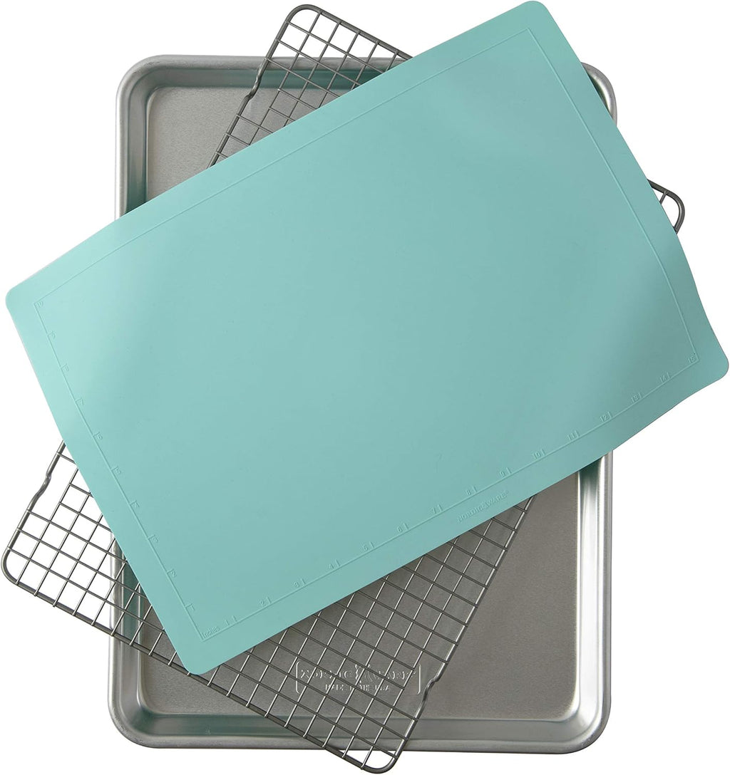 Nordic Ware 3-Piece Cookie Set - Includes Aqua Baking Mat for Perfect Baking Every Time