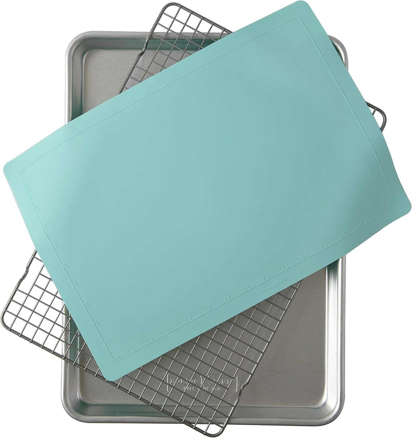 Nordic Ware 3-Piece Cookie Set - Includes Aqua Baking Mat for Perfect Baking Every Time