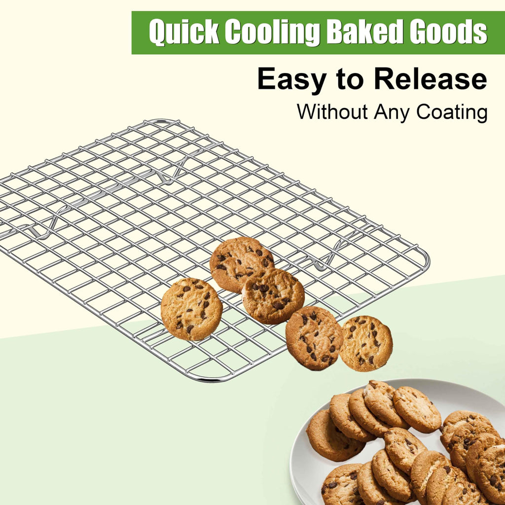 Homikit 2 Pack Cooling Rack Set, 12" x 9" Stainless Steel Baking Rack for Bacon Bread Pizza, Metal Wire Oven Racks for Cooking Roasting Fit Quarter Sheet Pan, Rust Free & Dishwasher Safe
