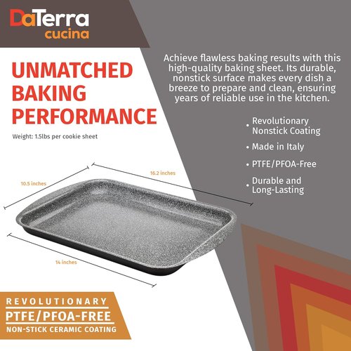 DaTerra Cucina Nonstick Ceramic Baking Sheet Twin Pack - 16" x 11" | Professional Grade, Oven Safe, Eco-Friendly