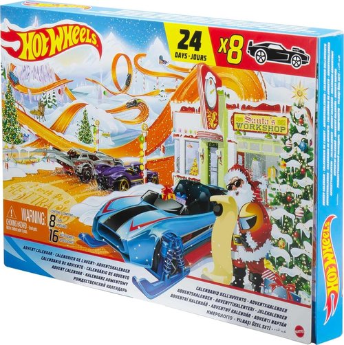 Hot Wheels 2021 Advent Calendar - 24 Surprises with 8 1:64 Scale Vehicles & Play Mat for Kids 3+